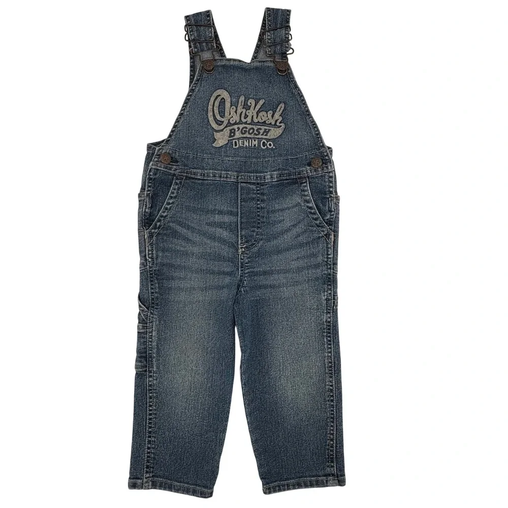 Vintage OshKosh B'gosh Denim Overalls Kids 4T Blue Carpenter Bib Medium Wash